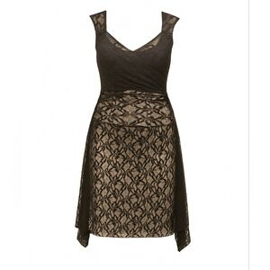 Vintage Designer Studio Black Lace 2 Piece Dress Set, Medium